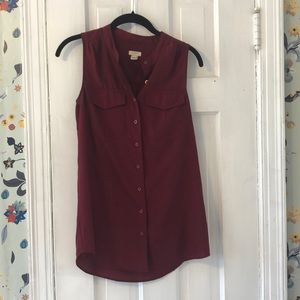 J Crew Red button up sleeveless top 0